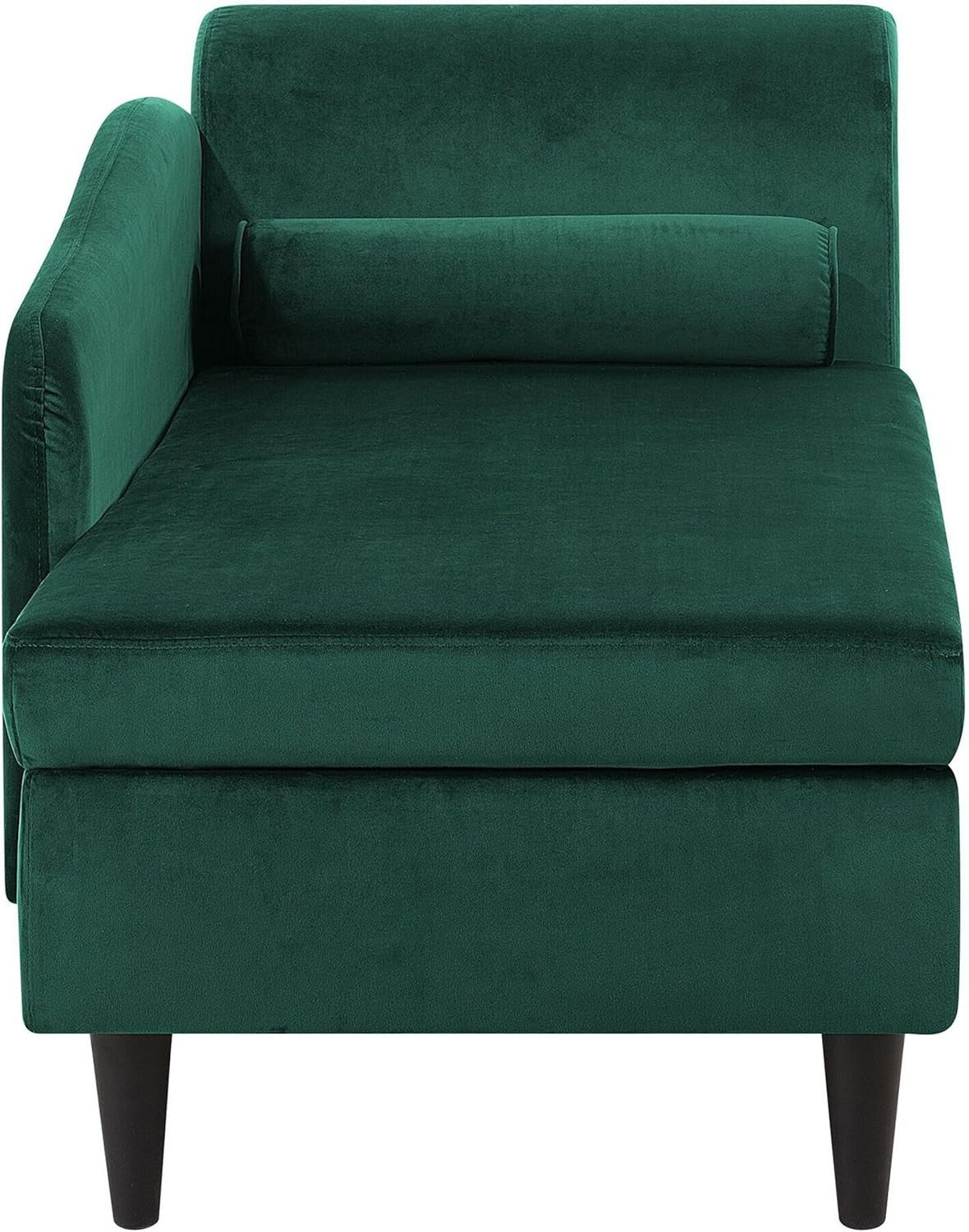 Emerald Green Velvet Chaise Lounge with Storage Right Hand Solid Wood Legs