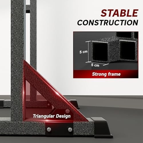Adjustable Squat Rack & Dip Station Heavy Duty Barbell Rack Home Gym
