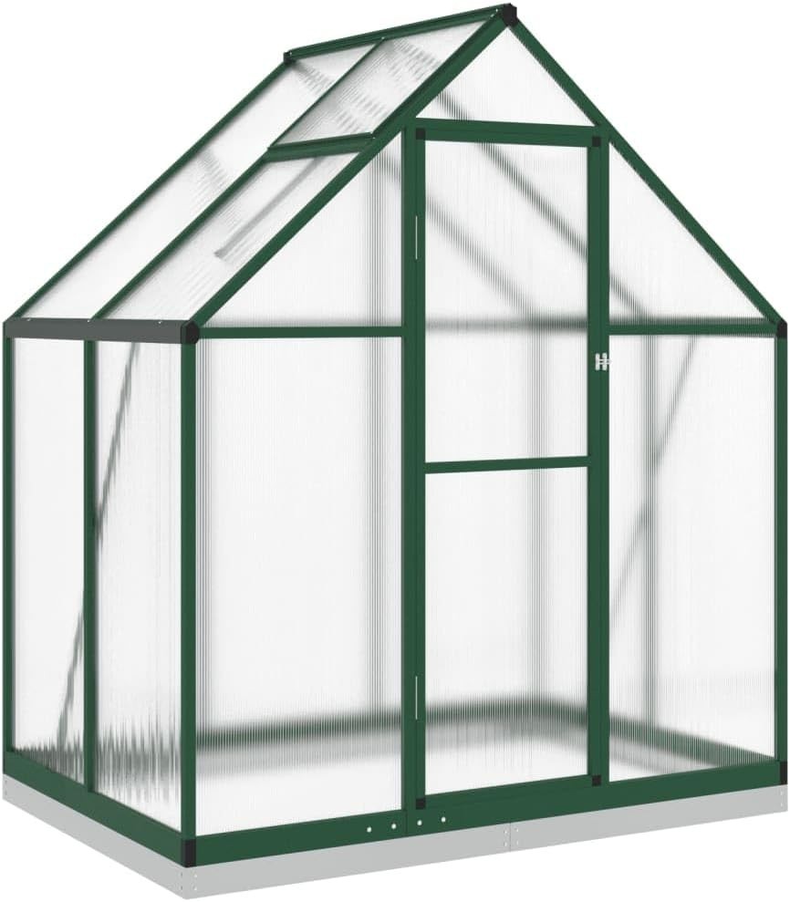 Aluminium Walk-In Greenhouse 169x114x202cm Green Polycarbonate with Base