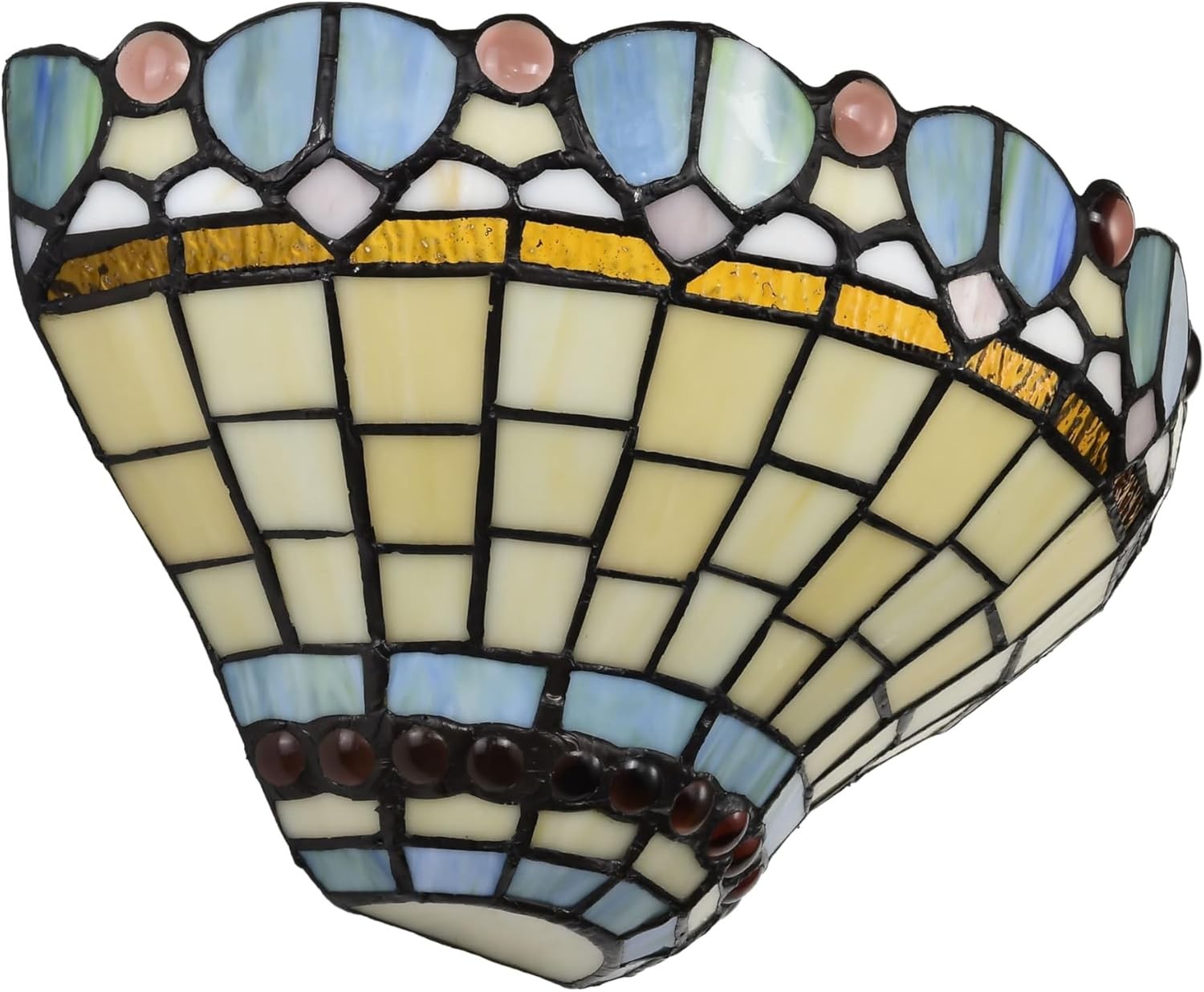 Tiffany Style Peacock Stained Glass Wall Light Vintage 12x7.5” Uplighter