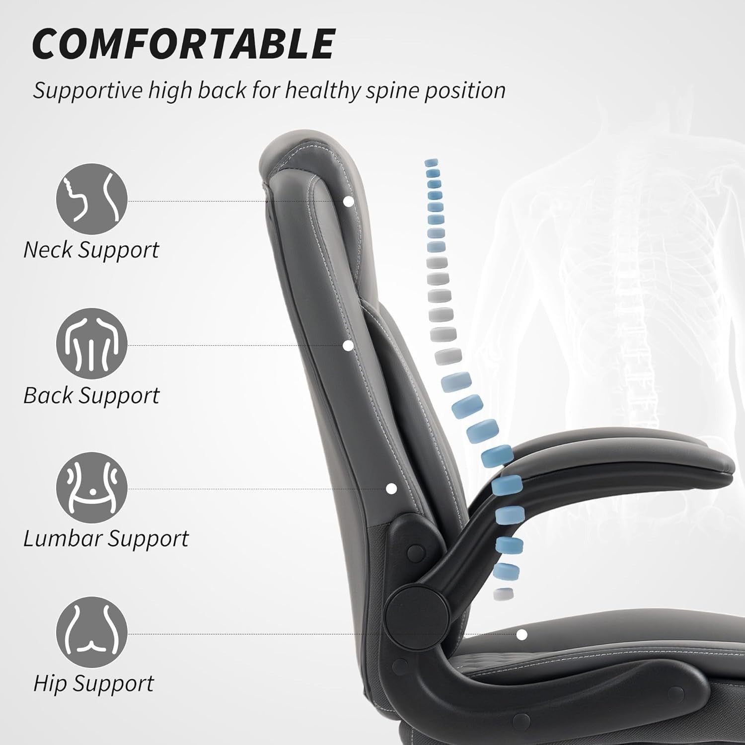 Executive Office Chair Faux Leather Ergonomic Swivel Desk PC Computer Seat