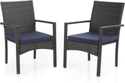 Outdoor Rattan Patio Chairs Set of 2 with Cushions Weatherproof Garden Seats