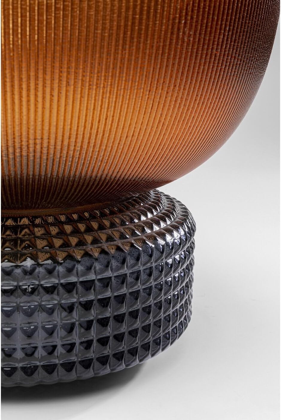 Modern Glass Bowl Vase Amber Grey Textured Decorative Table Centrepiece