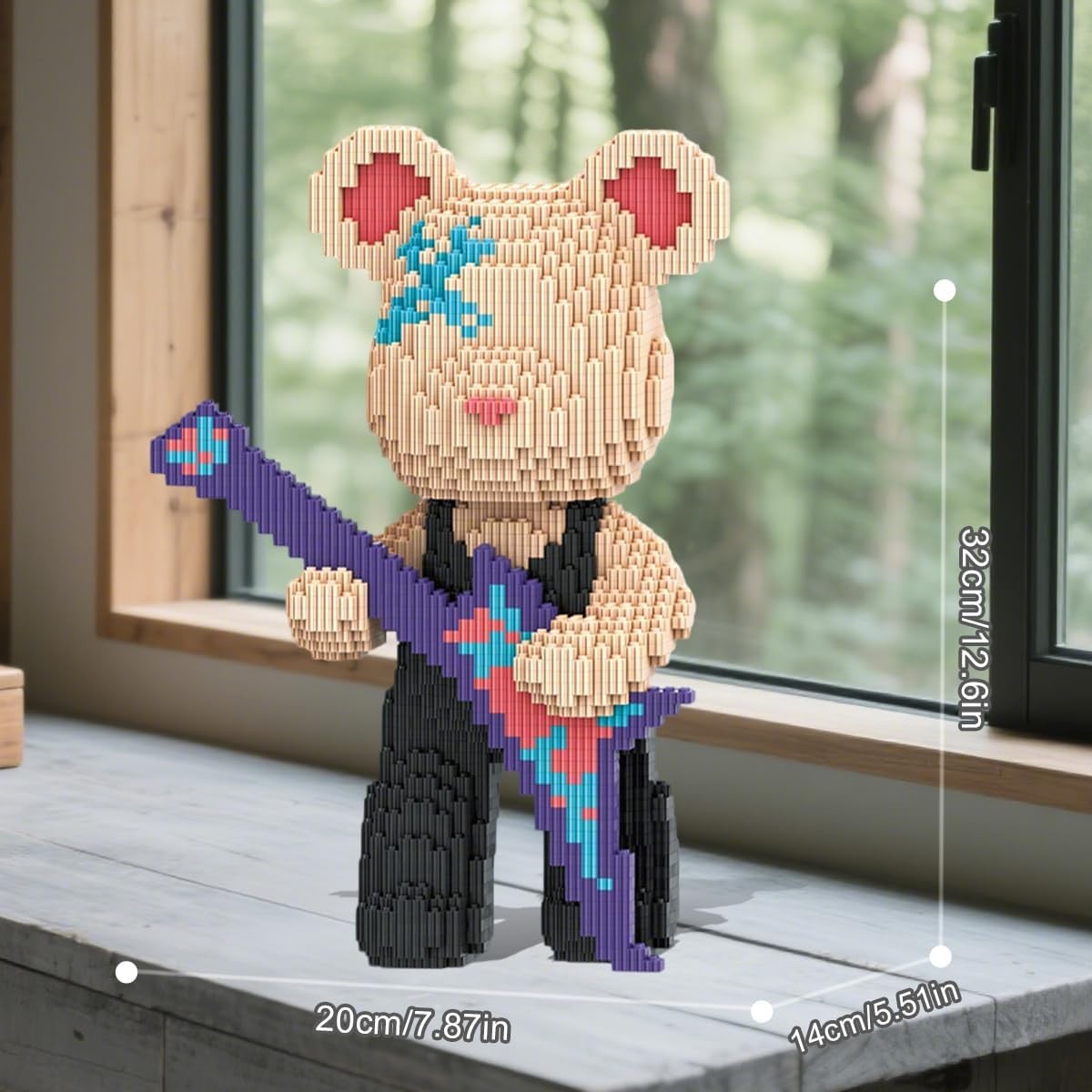Bearbrick Guitar Building Kit 3150pcs | Cute Animal Decor Gift Adults