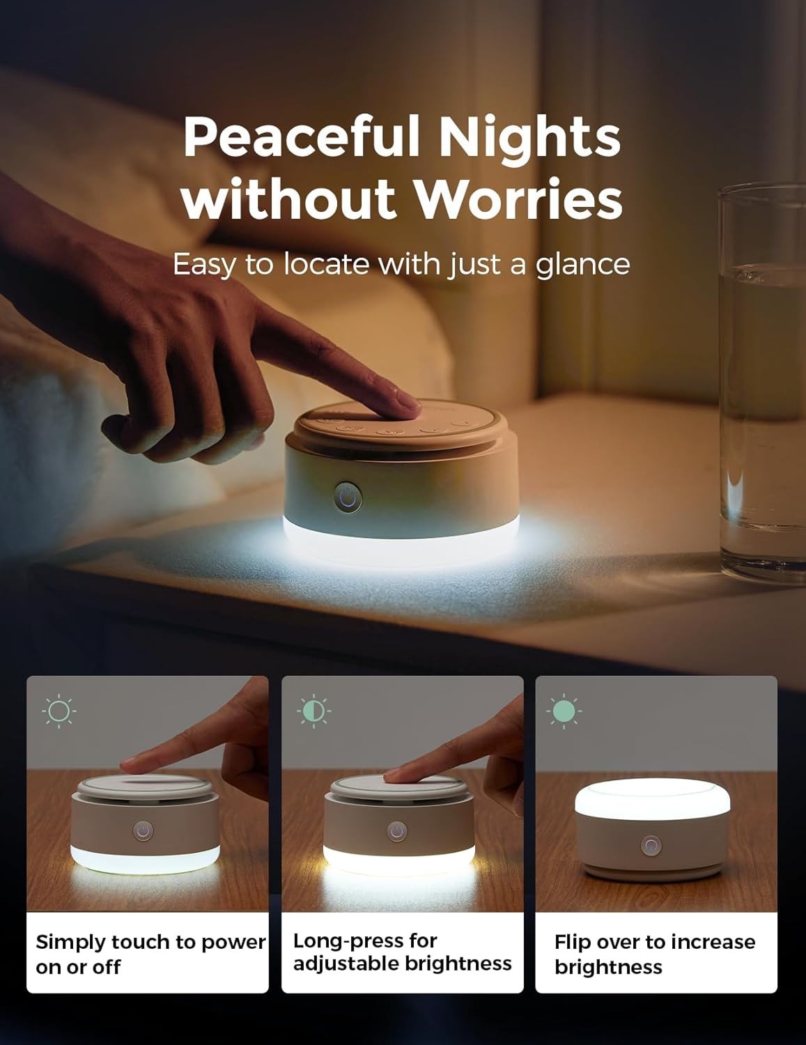 Portable Baby White Noise Machine with 20 Soothing Sounds & Touch Light.
