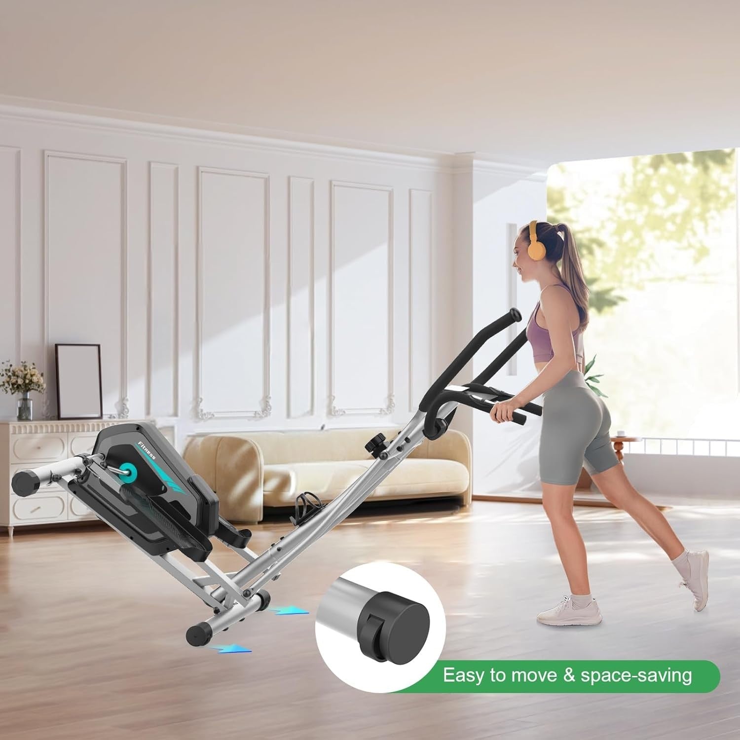 Quiet Magnetic Elliptical Cross Trainer 16-Level Resistance Home Gym Machine