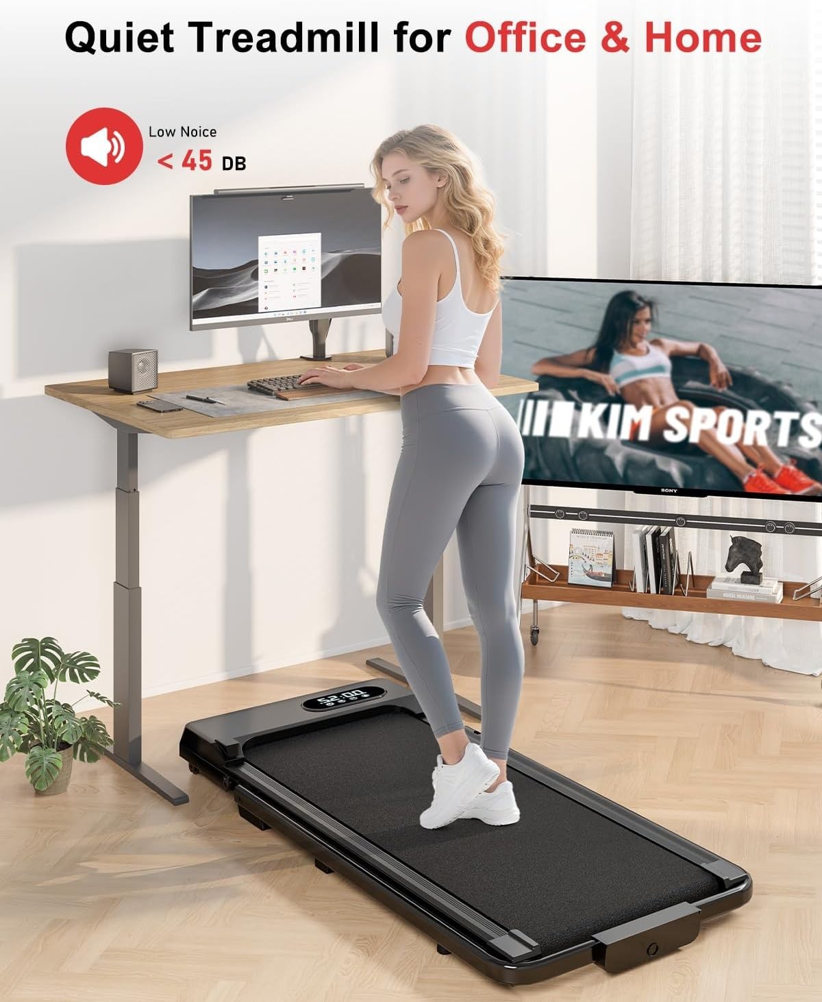 Under Desk Walking Treadmill 1-8km/h Incline Foldable Quiet Home Gym3