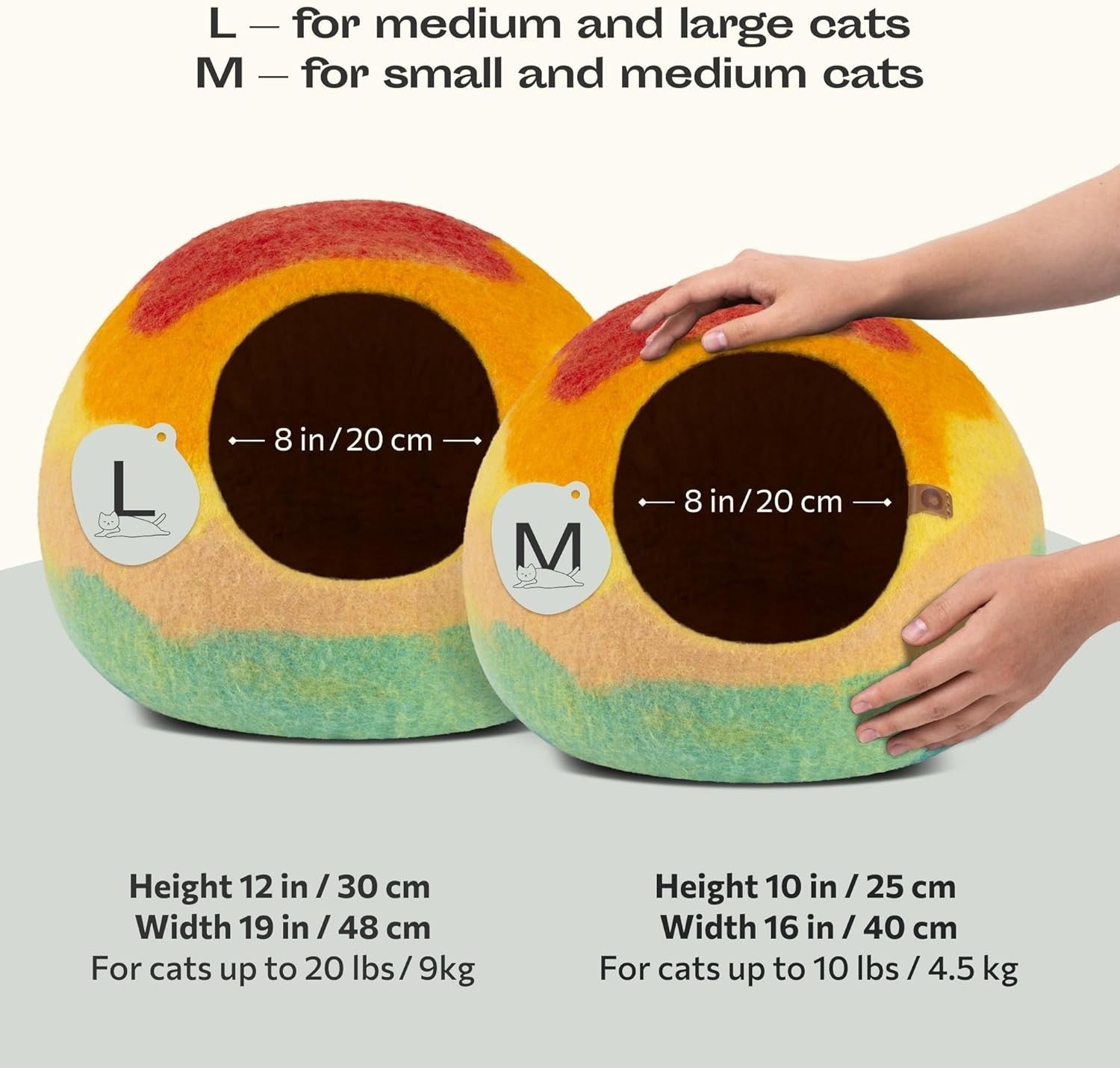 Handmade Wool Cat Cave Bed Large Felt Cat House Indoor Pet Cozy Nest