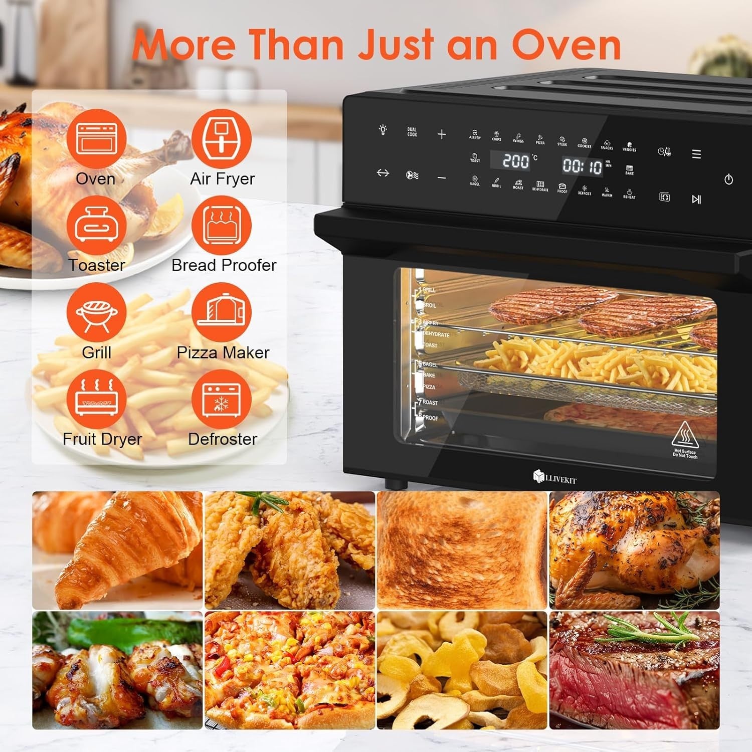30L Air Fryer Oven XXL Rotisserie 20 Programs Touchscreen 9 Accessories 1800W
