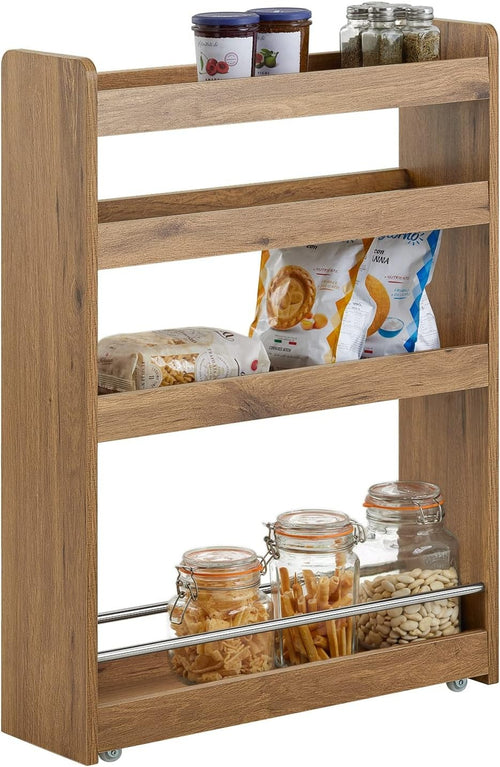 Slim Kitchen Storage Trolley 4 Tier Narrow Rolling Cart with Wheels