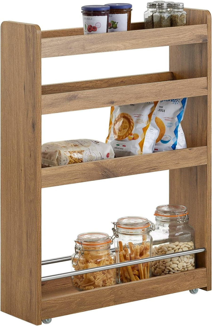 Slim Kitchen Storage Trolley 4 Tier Narrow Rolling Cart with Wheels