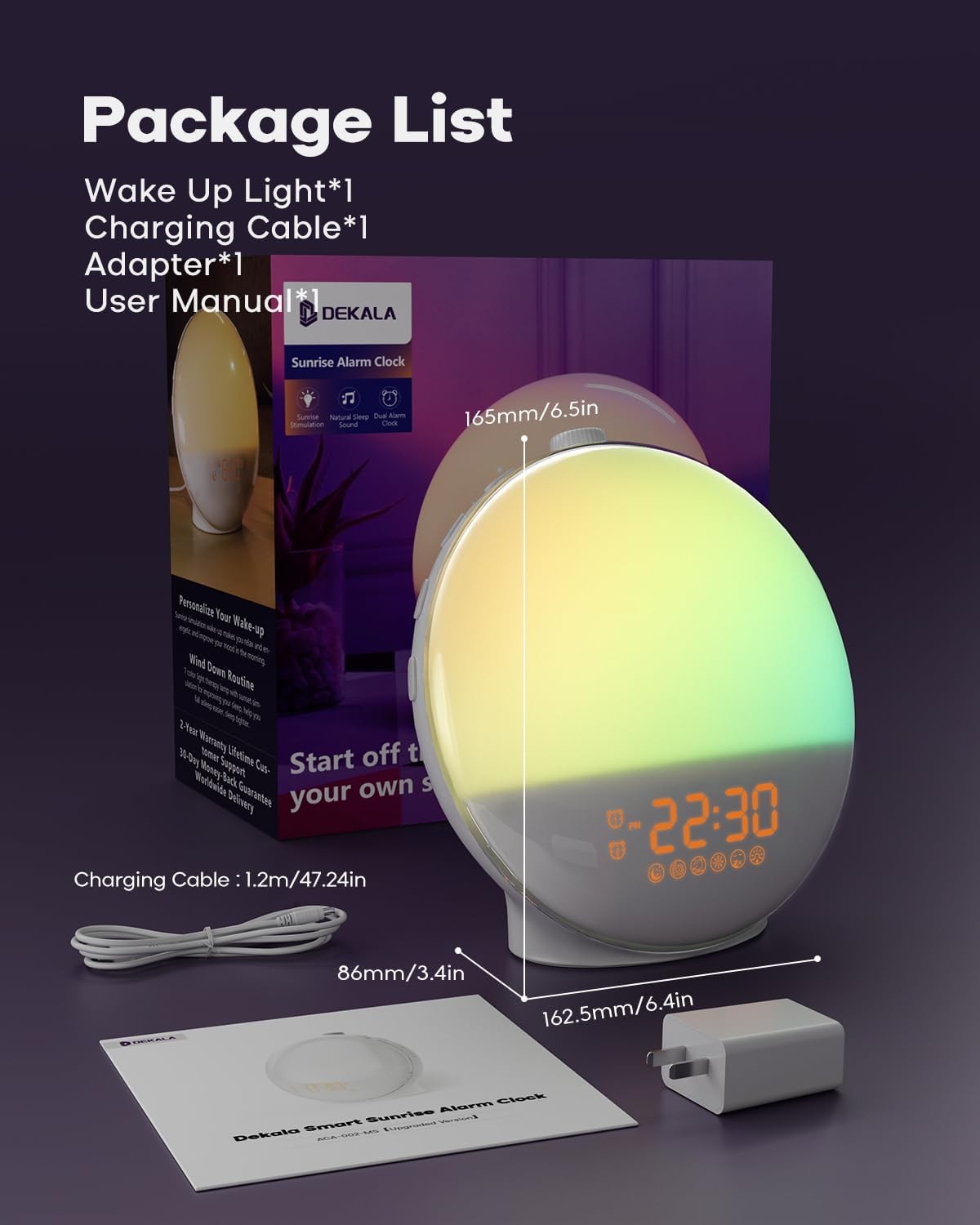 Sunrise Alarm Clock White Wake Up Light Dual Alarm FM Radio Night Lamp