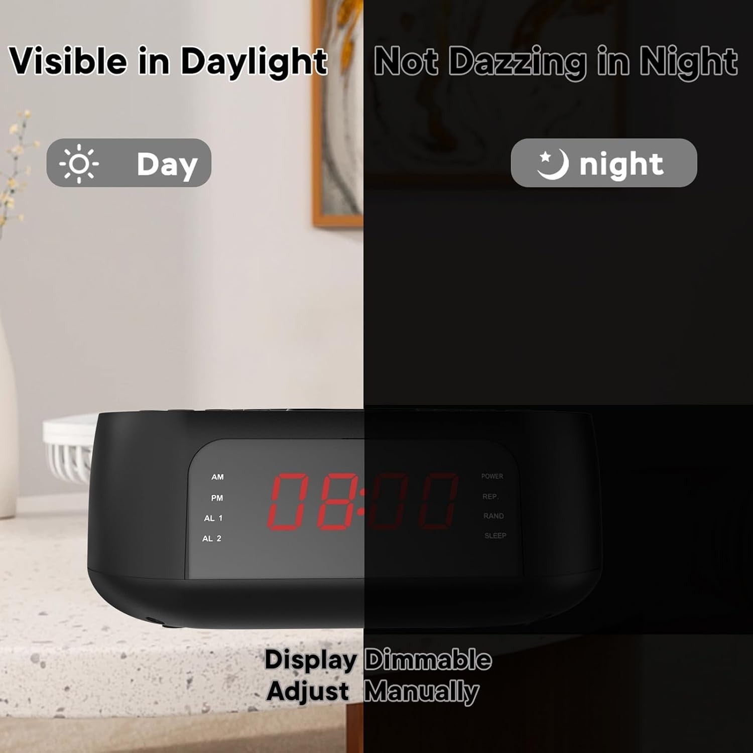 CD Player Alarm Clock with Remote Portable Sleep Timer LED Display Loud Alarm