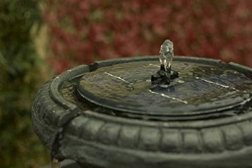 84cm Solar Bird Bath Fountain | Double Tier Water Feature with LED Lights