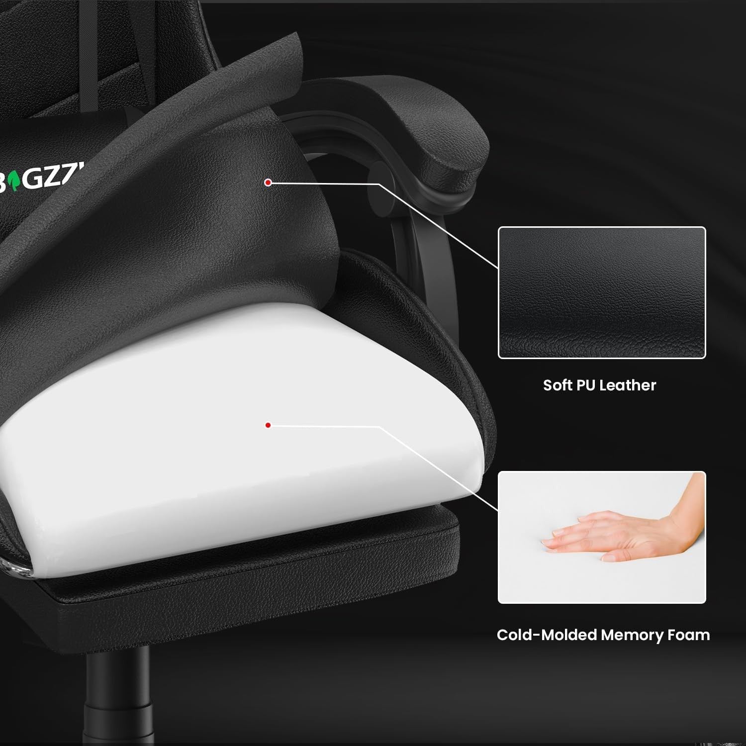 Ergonomic Gaming Chair Recliner w/ Footrest Lumbar Support Black