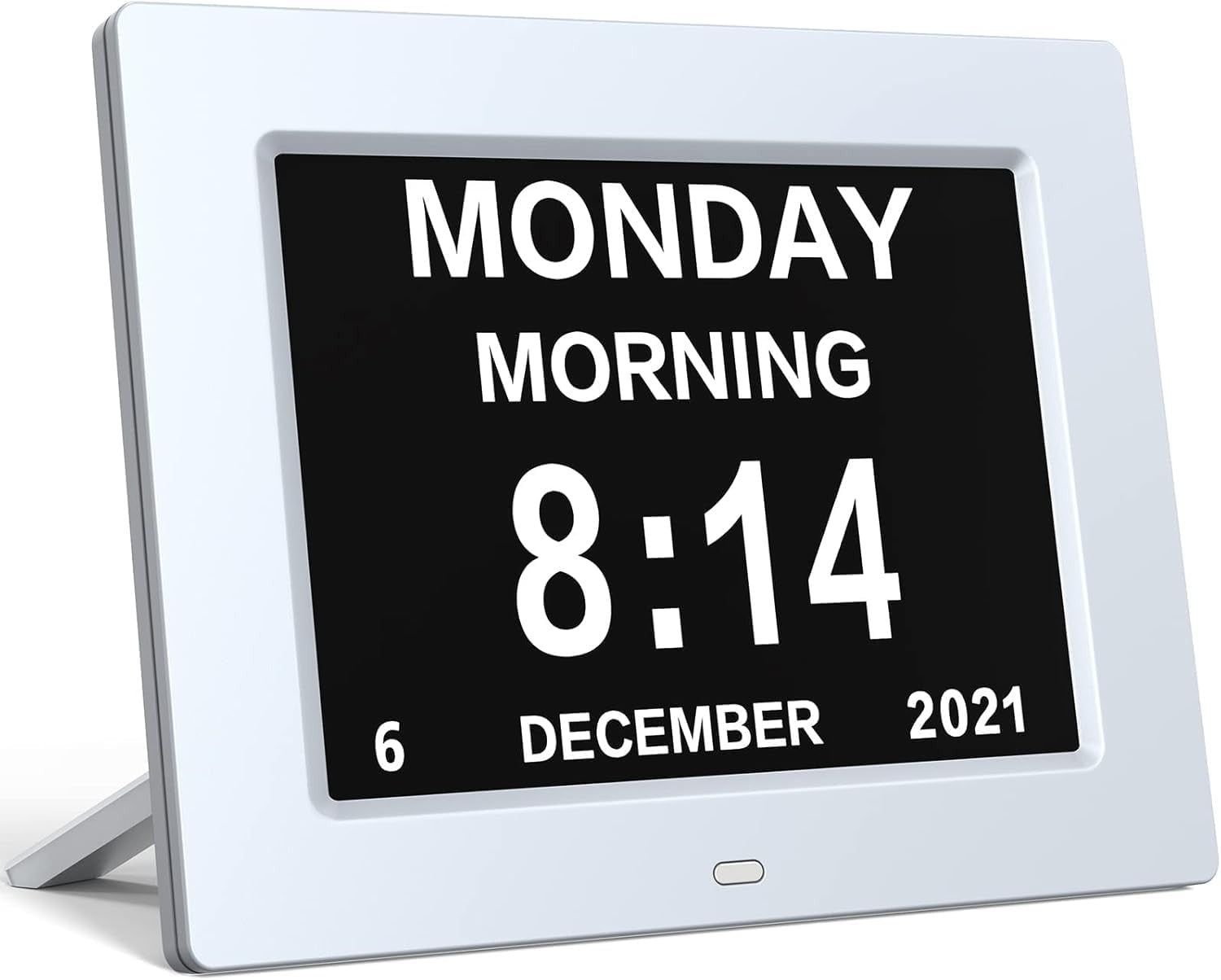 8” Dementia Digital Alarm Clock Large Day Date Auto Dimming Temp Humidity