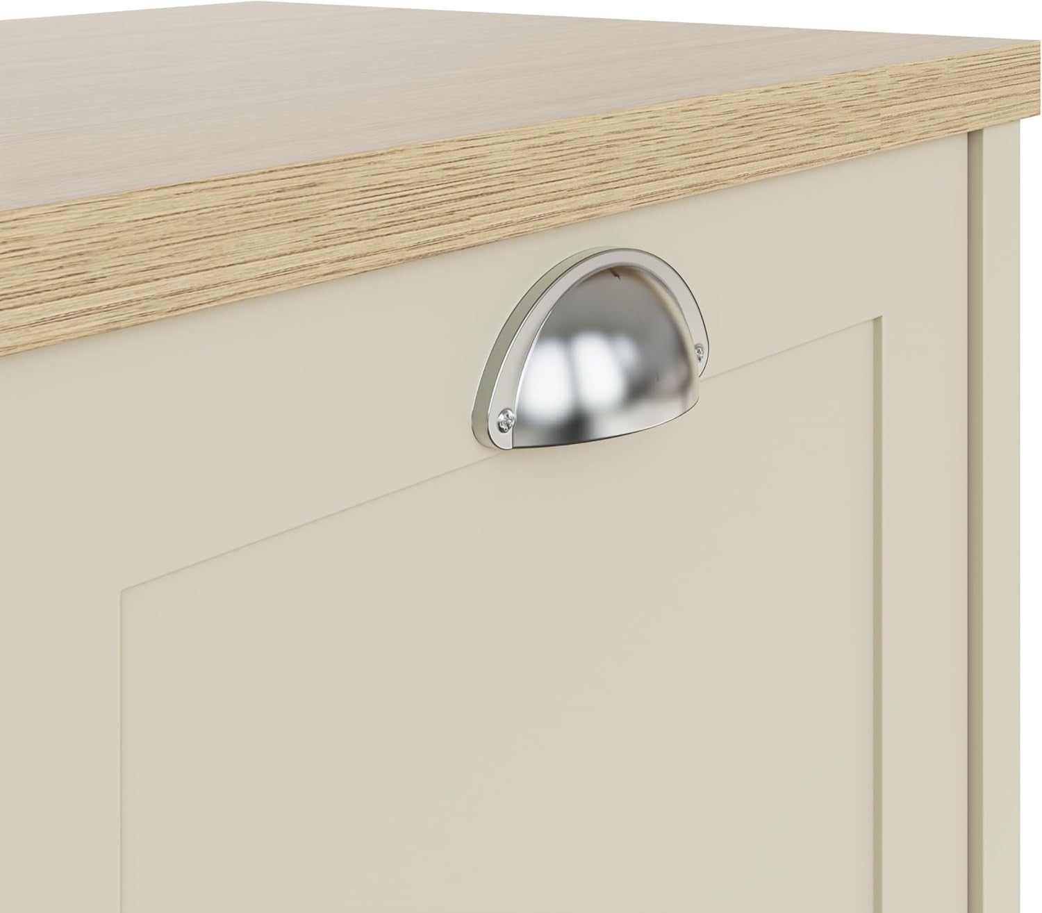 Cream Shoe Storage Cabinet 2 Door Oak Effect Unit with Shelves Hallway