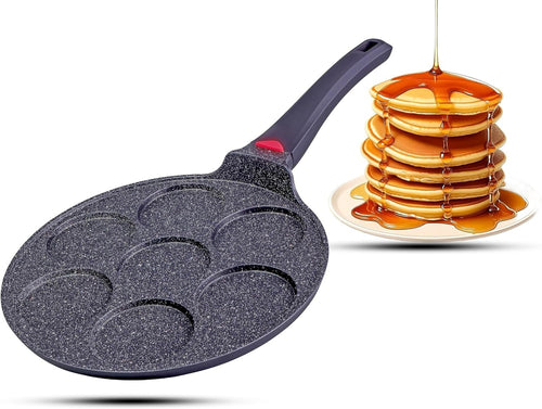 7-Cup Non-Stick Mini Pancake Pan 26cm Cast Aluminium Induction Safe