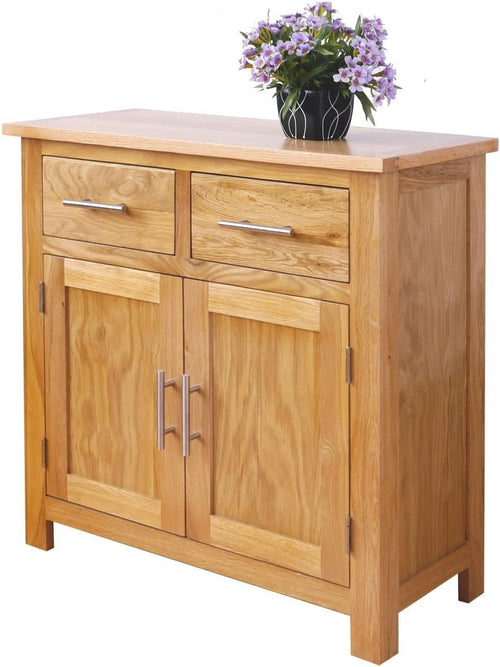 Solid Oak Sideboard 2 Door 2 Drawer Storage Cabinet for Living Room