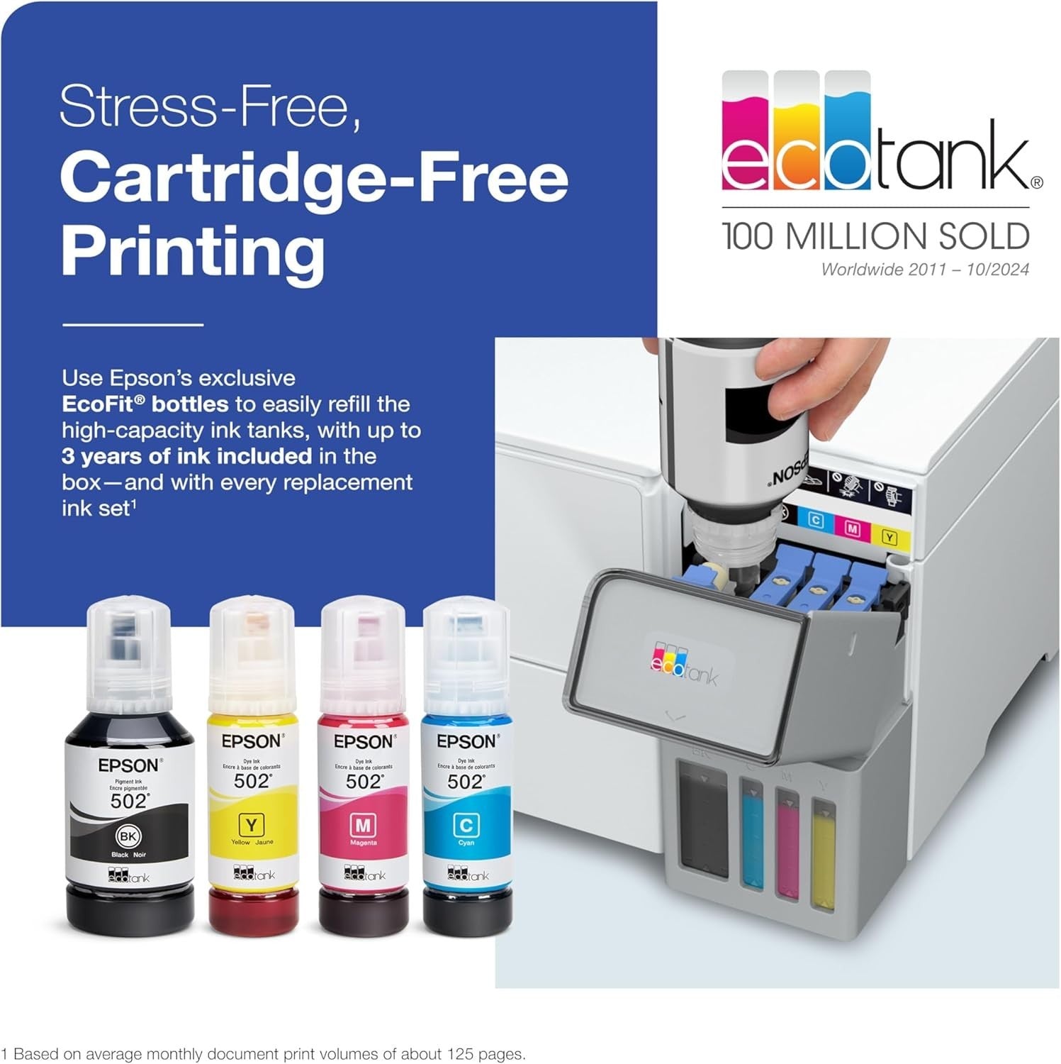 EcoTank ET-2980 White Wi-Fi All-in-One Supertank Printer | Print, Scan, Co