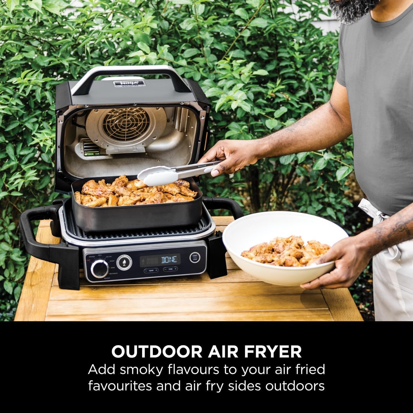 7-in-1 Electric BBQ Grill & Smoker with Air Fryer, Dehydrator & Bake Functions