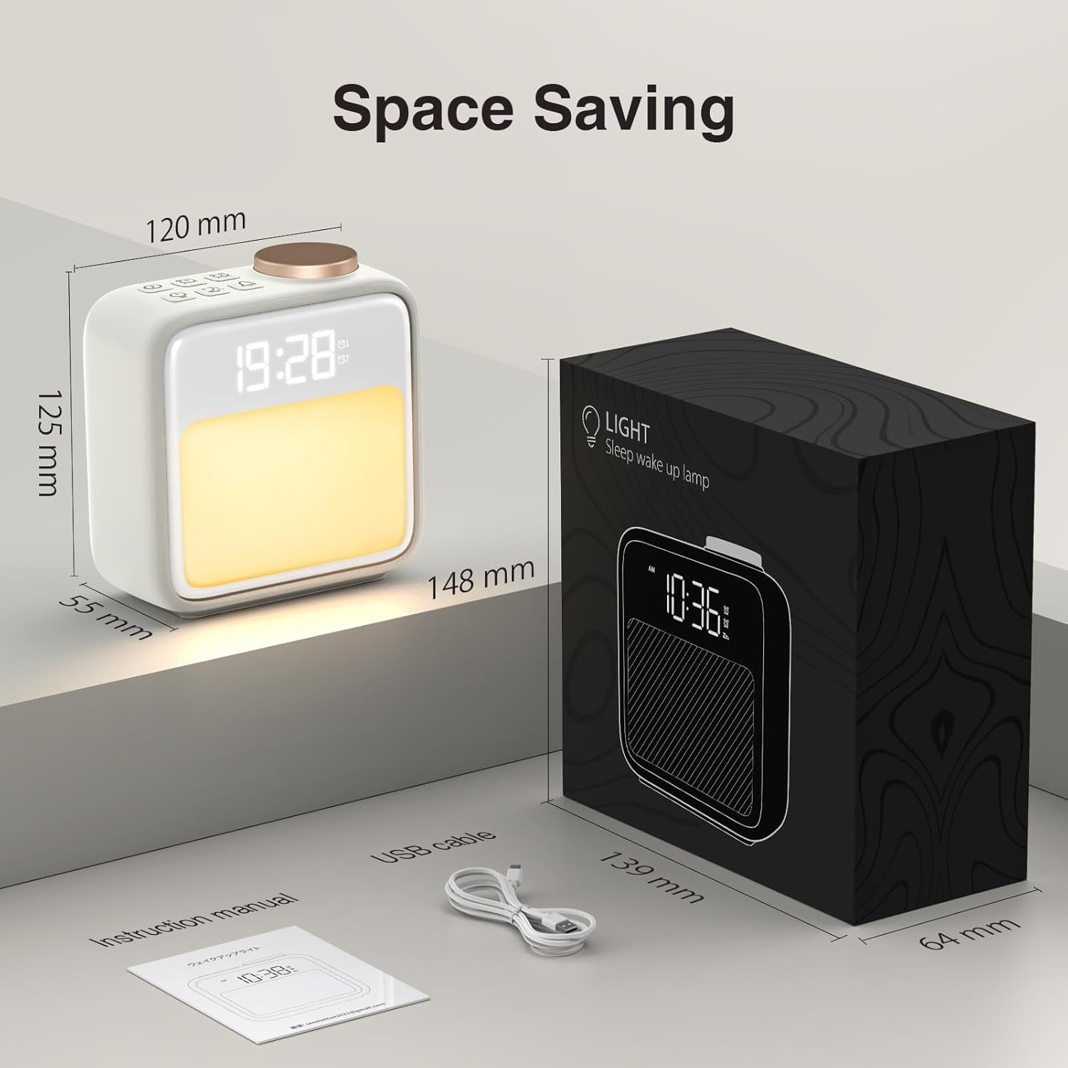 Sunrise Alarm Clock Wake Up Light Heavy Sleepers Night Light Dual Alarm