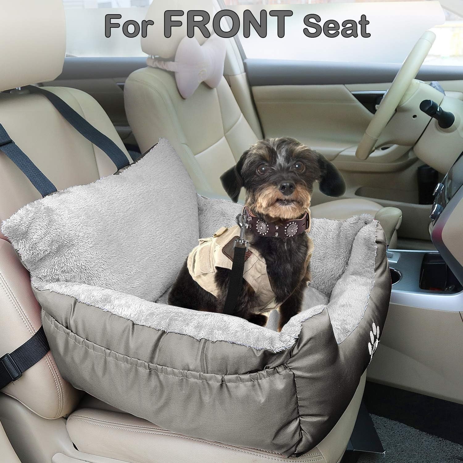 Pet Booster Car Seat Waterproof Plush Dog Travel Bed Safety Leash