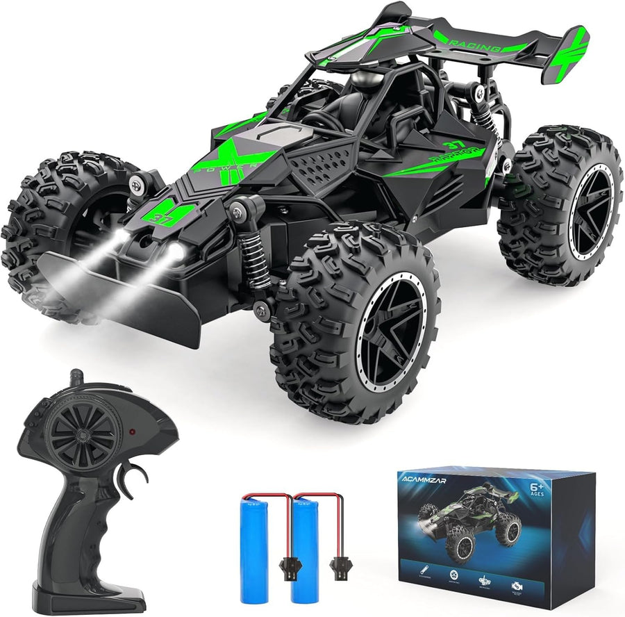 1:18 20KM/H RC Monster Truck Off Road Car w/ Lights 40Min Kids Remote Toy