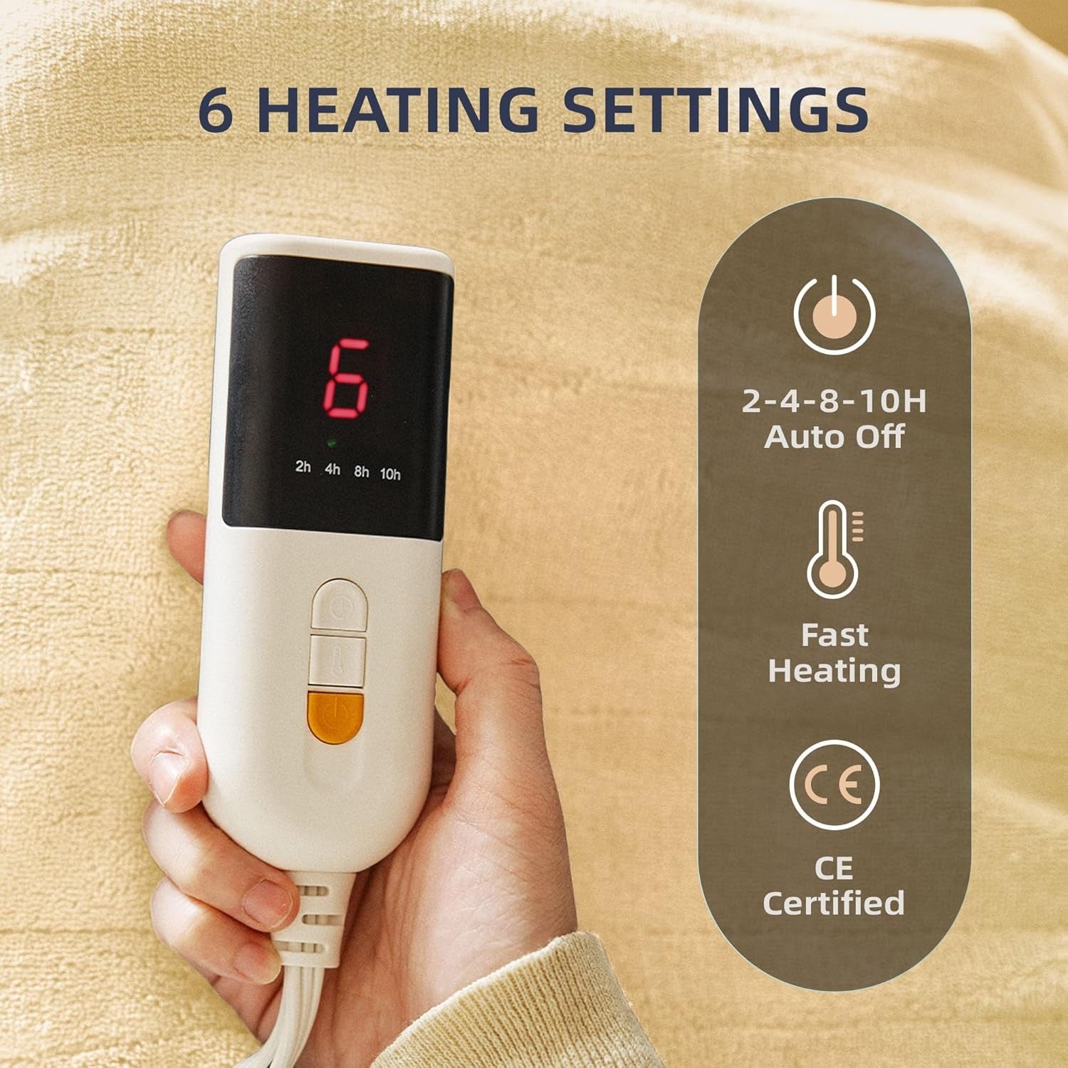 Electric Heated Throw Blanket 130x160cm 6 Heat Timer Washable Sofa Bed