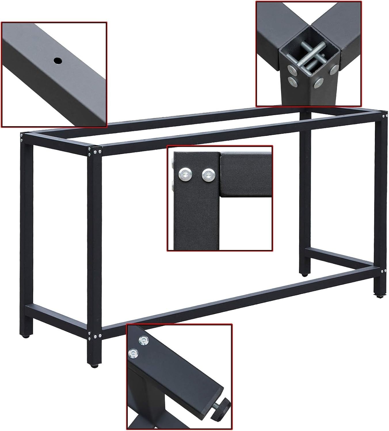 Heavy Duty Workbench Frame 125x50x80cm Adjustable Table Base Garage
