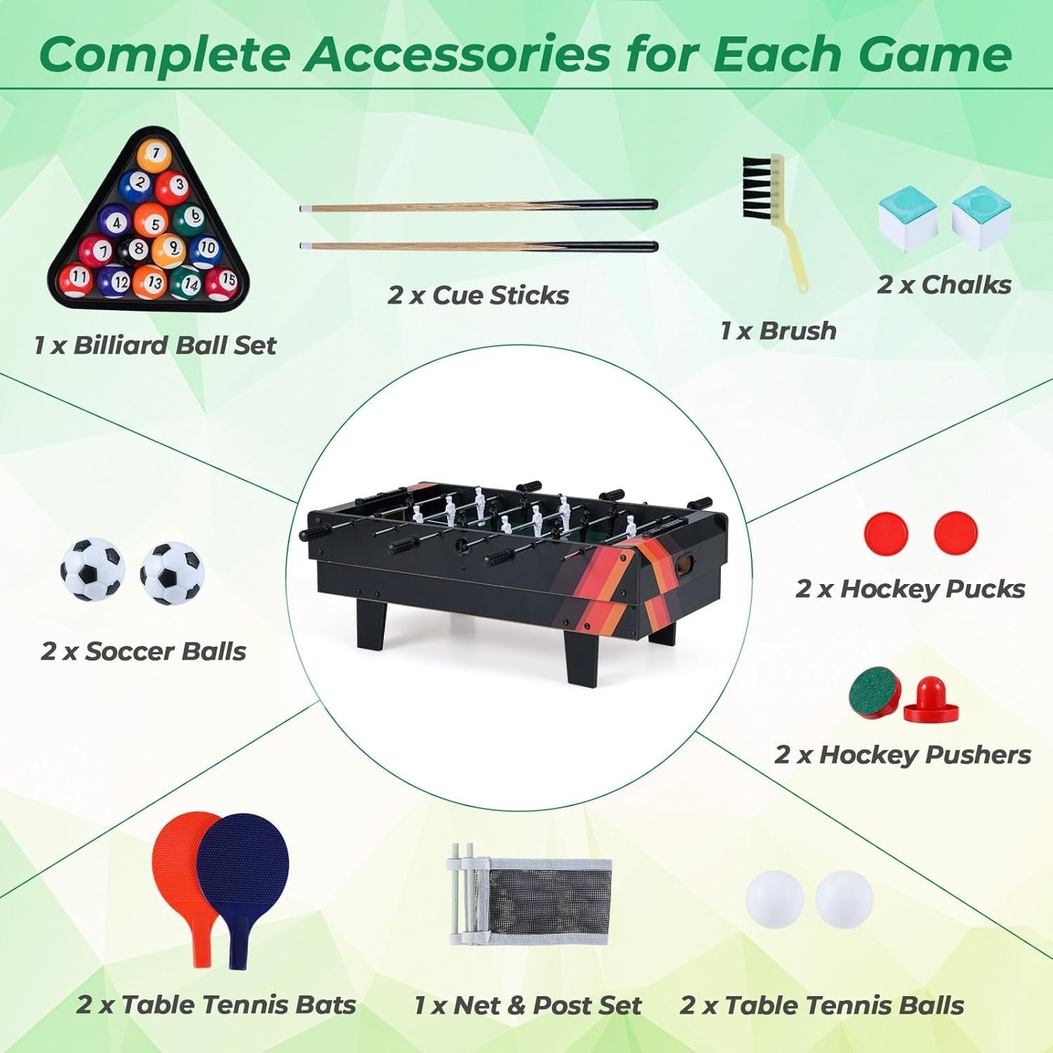 4 in 1 Combo Game Table Foosball Air Hockey Pool Ping Pong Play