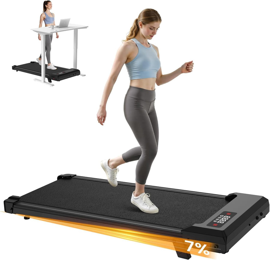 7% Incline Under Desk Treadmill 8KM/H Portable Home Office Jogging