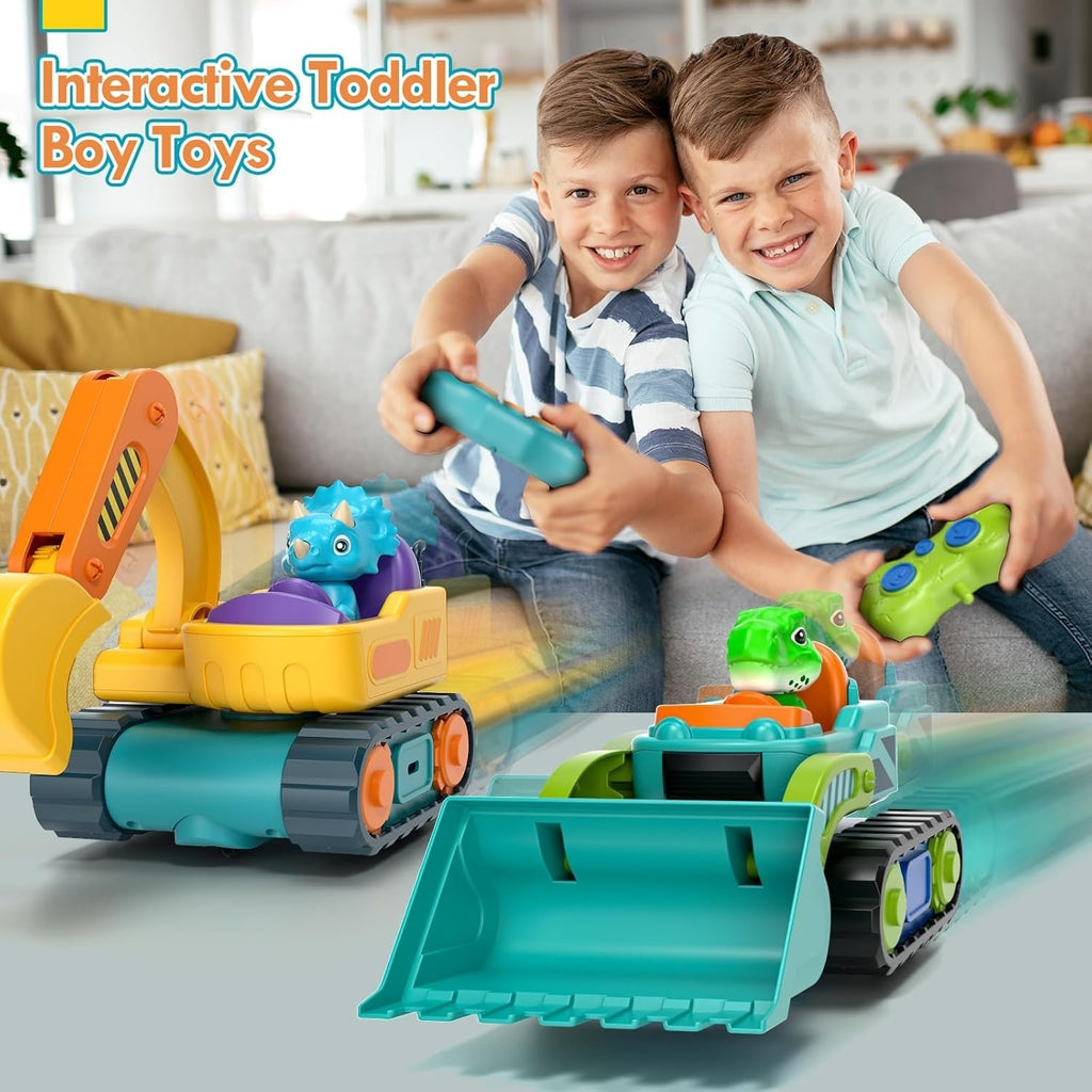 Castle Dinosaur RC Digger Construction Truck Toy w/ Music Sound for Toddlers 1-3