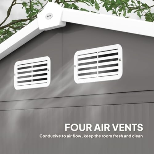 7x4ft Metal Garden Shed with Lockable Double Doors & Ventilation