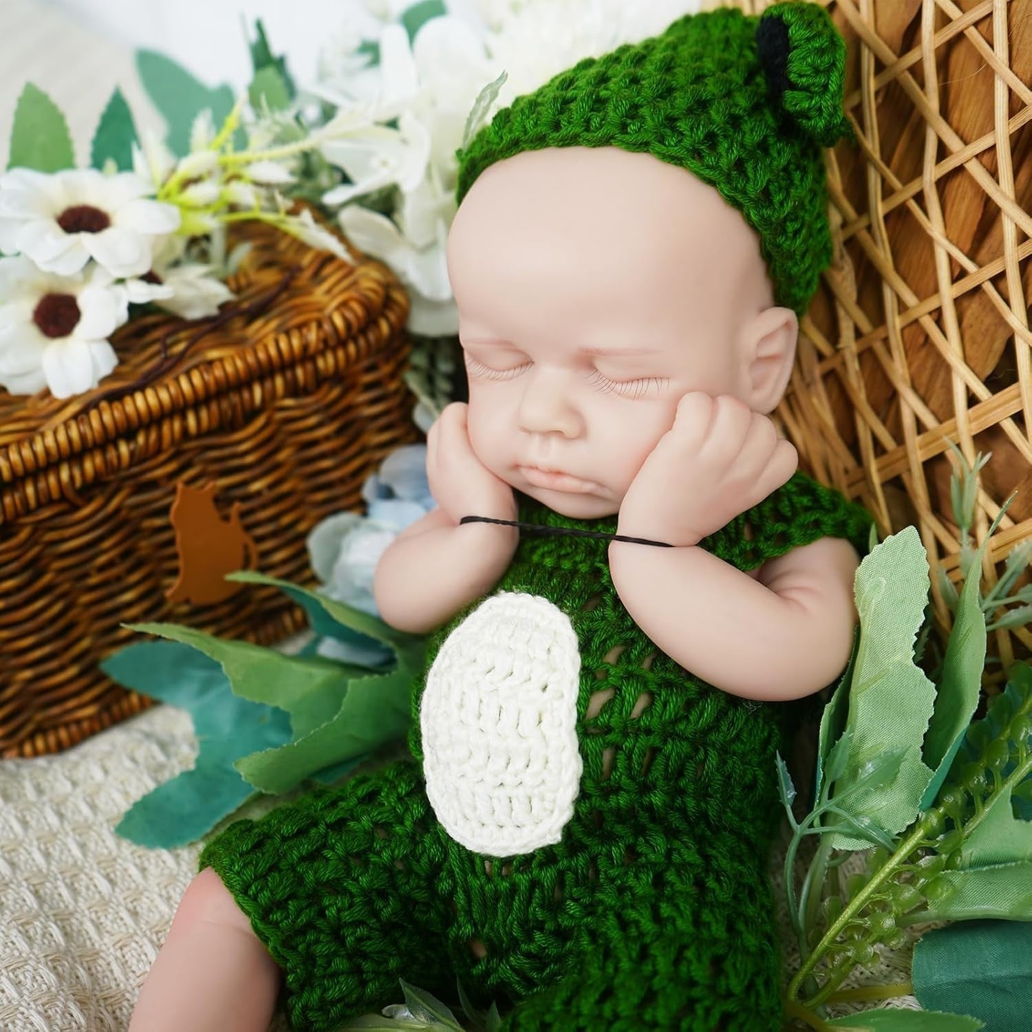 12” Mini Silicone Newborn Doll Full Body Sleeping Lifelike Ivory