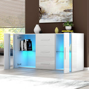 RGB LED Sideboard Cabinet Cupboard Storage Unit 2 Door 3 Drawer White