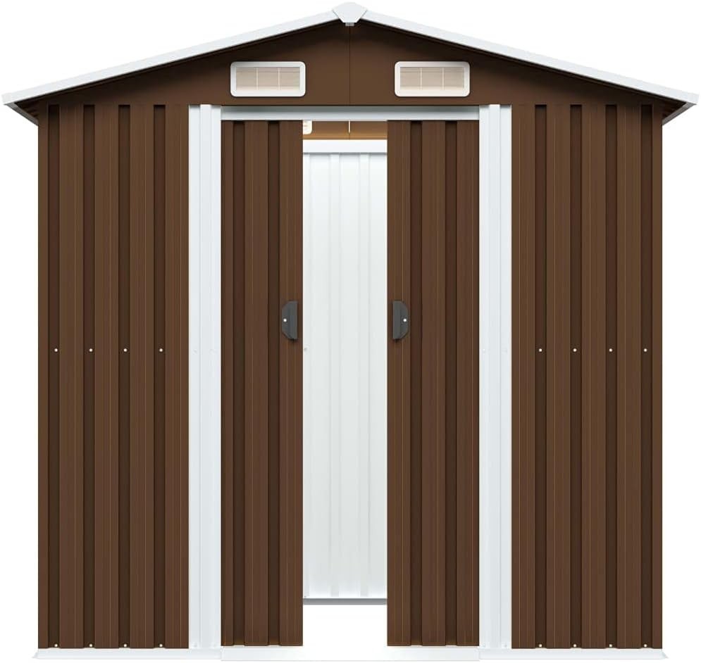 Metal Garden Storage Shed 6.7x4.3FT Outdoor Tool House with Sliding Doors & Vent