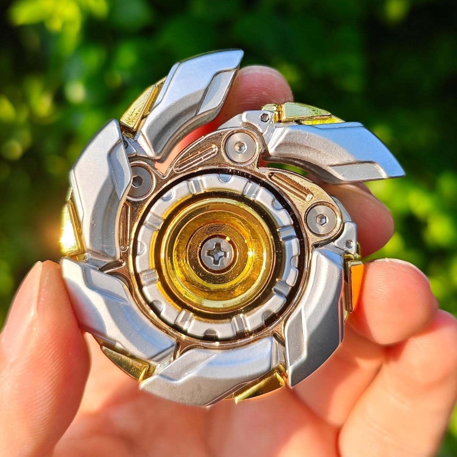 Silver Gold Metal Fidget Spinning Top Open Armor Magnetic EDC Toy