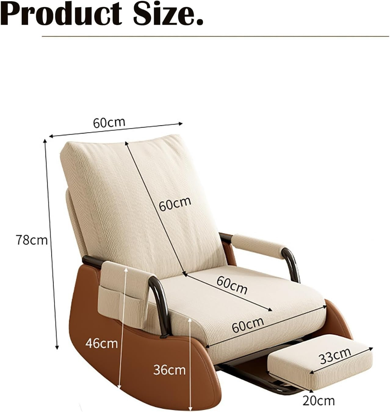 Luxury Nursing Rocking Chair Recliner Glider w/ Footstool & Side Pocket