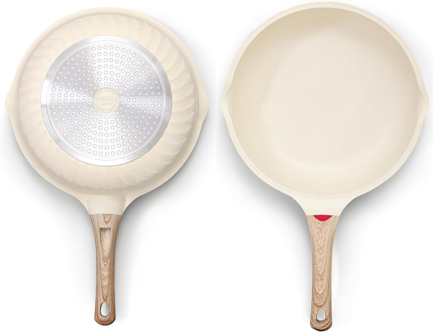 30cm White Deep Non Stick Frying Pan with Lid  3in1 Skillet Sauté Pan Mini Wok