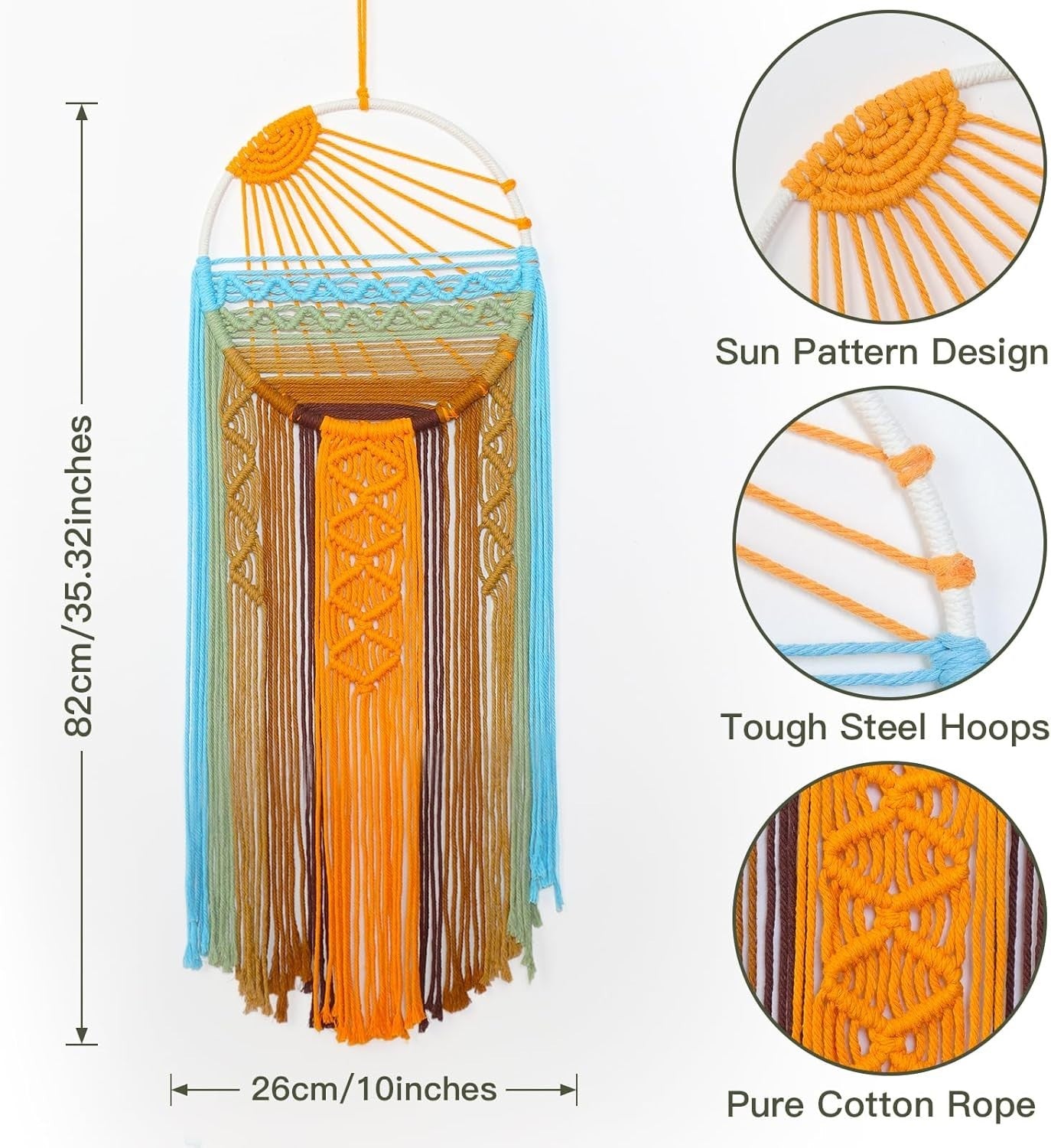 2PCS Sunset Macrame Wall Hanging Boho Tapestry 29.5x9.9in
