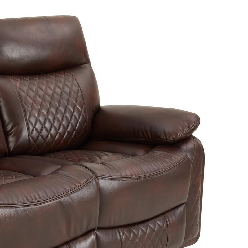 Brown Faux Leather 2 Seater Recliner Sofa Manual Padded Armchair UK