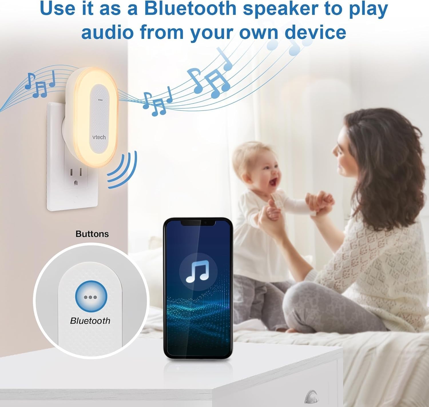 Baby Sleep Soother White Noise Stories Songs Night Light Bluetooth Plug In