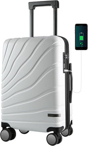 20 Inch Cabin Suitcase PC Hard Shell Expandable Spinner TSA Lock USB