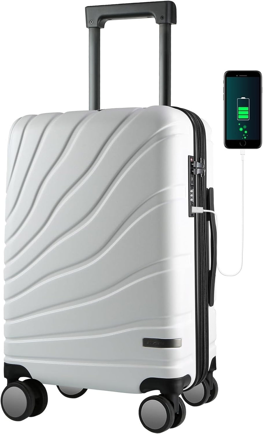 20 Inch Cabin Suitcase PC Hard Shell Expandable Spinner TSA Lock USB