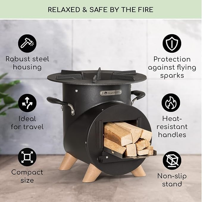 Outdoor Fire Pit with Grill Portable Wood Burning Bowl | Warmth & BBQ Cooking