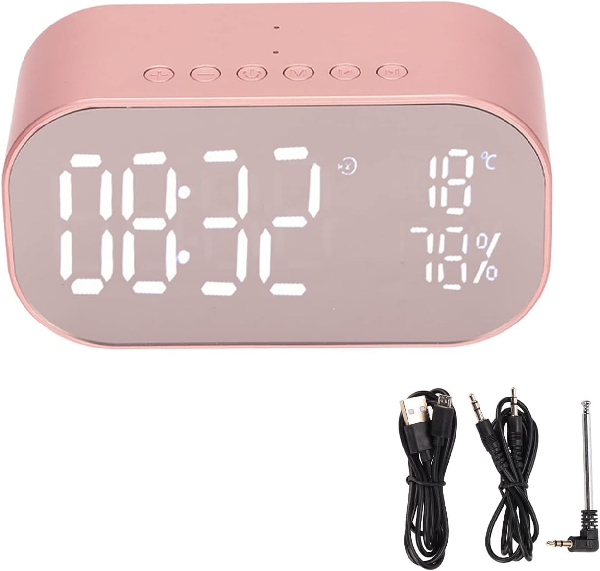 Gold Digital Alarm Clock Radio LED Display Stereo Speakers Snooze