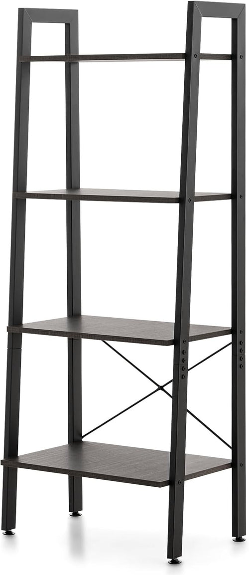 Black Industrial Ladder Shelf 4-Tier Freestanding Storage Rack Plant Stand