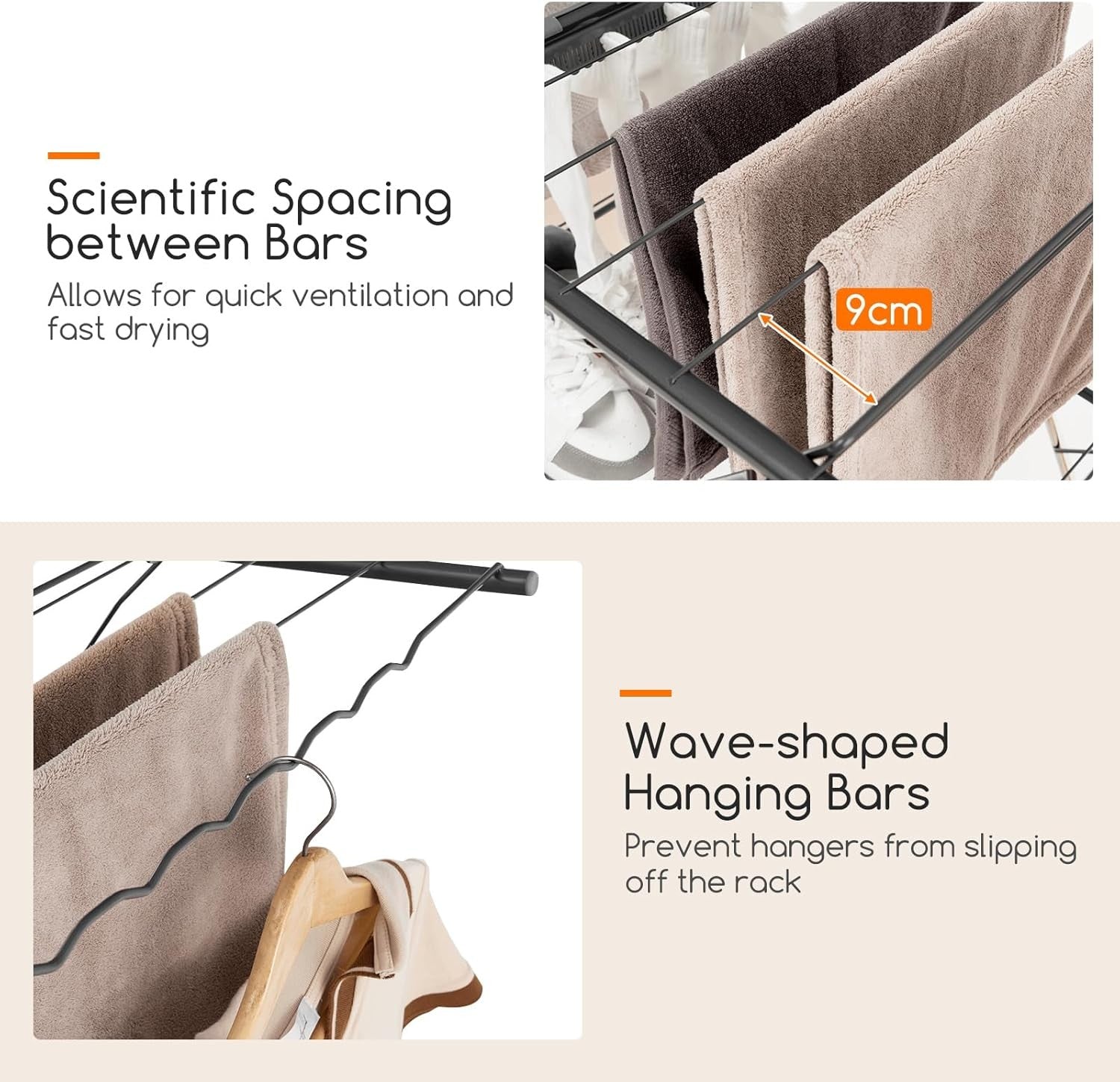 Foldable Clothes Drying Rack 2 Tier Airer 33 Rails Adjustable Freestanding