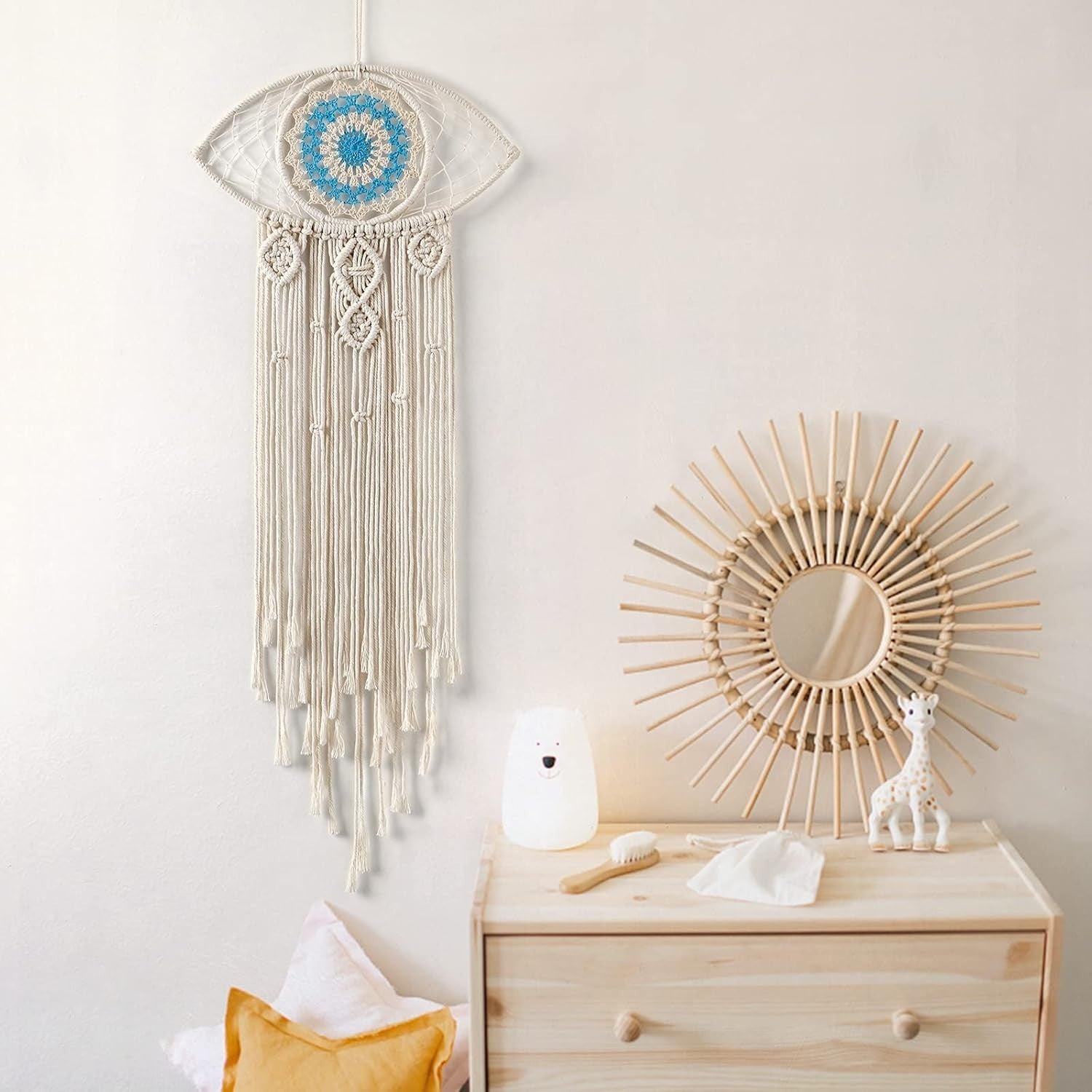 Boho Evil Eye Dream Catcher 13.8"x27.5" Macrame Wall Hanging